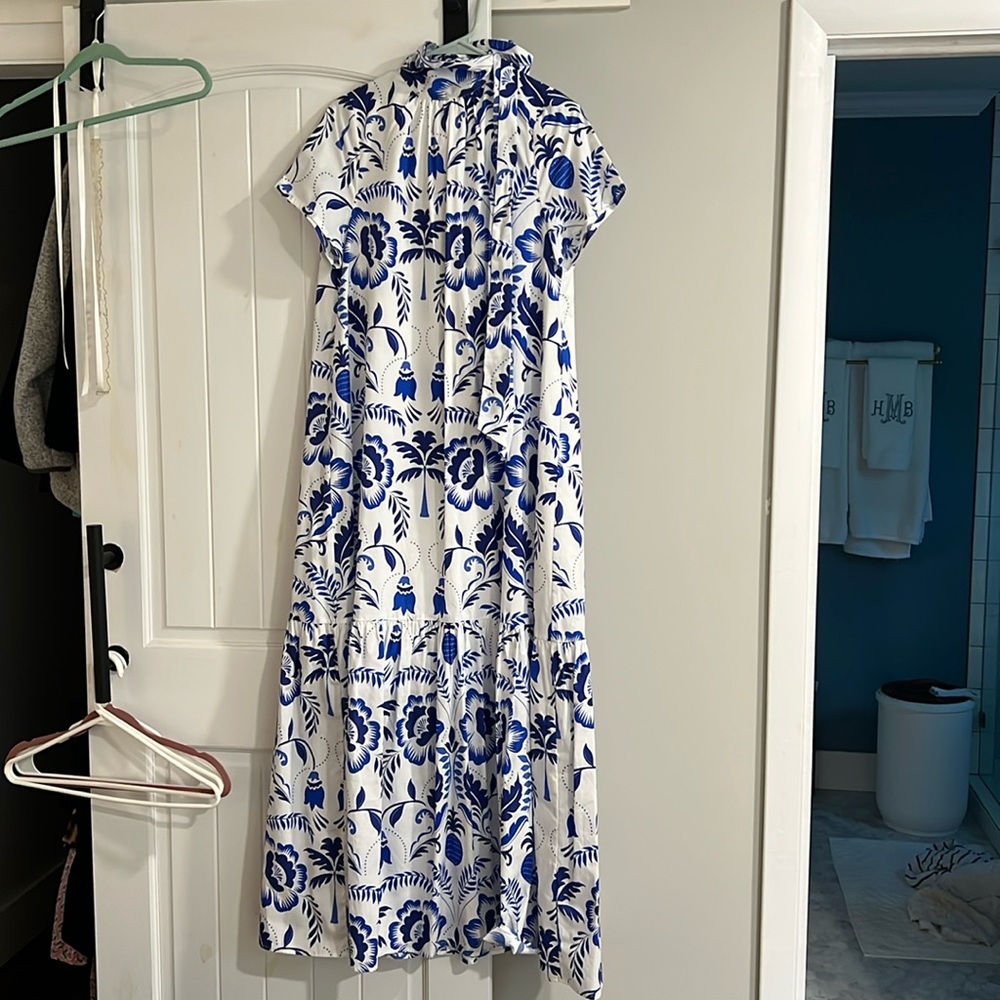 Sugarlips Medium blue and white print maxi dress